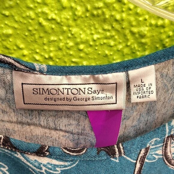 George Simonton Blue Graphic Embellished Blouse - Picture 2 of 3